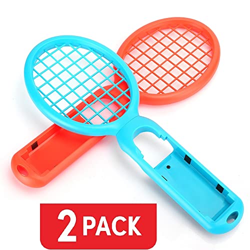 Hopcd Mario Tennis Racket, Paquete de 2 Raquetas de Tenis para Nintendo Switch Consola de Juegos, Controlador de detección de Movimiento con Mango ergonómico para Mario Tennis Ace (Rojo + Azul)