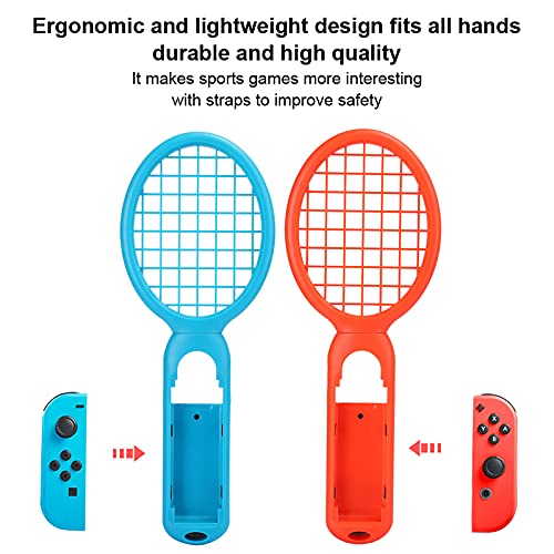 Hopcd Mario Tennis Racket, Paquete de 2 Raquetas de Tenis para Nintendo Switch Consola de Juegos, Controlador de detección de Movimiento con Mango ergonómico para Mario Tennis Ace (Rojo + Azul)