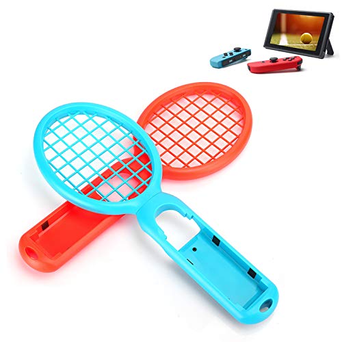 Hopcd Mario Tennis Racket, Paquete de 2 Raquetas de Tenis para Nintendo Switch Consola de Juegos, Controlador de detección de Movimiento con Mango ergonómico para Mario Tennis Ace (Rojo + Azul)