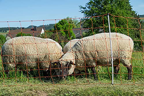 horizont Malla eléctrica para ovejas y Animales domésticos Altura 90cm - Longitud 50m Doble Punta 14 Postes Sencillos Cabras, Valla electrificable para pastos