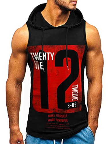 HOTCAT Camiseta de Tirantes Deportiva Hombre Sudadera con Capucha Sin Mangas Culturismo Fitness Gym Tank Top