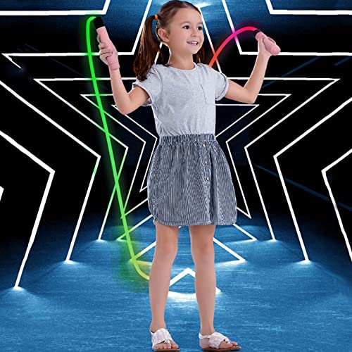 HotHome Cuerda de saltar con luz LED para niños accesorios deportivos longitud ajustable multicolor resistente cuerda de saltar entrenamiento para niños niñas y adultos accesorio de fitness (rosa)