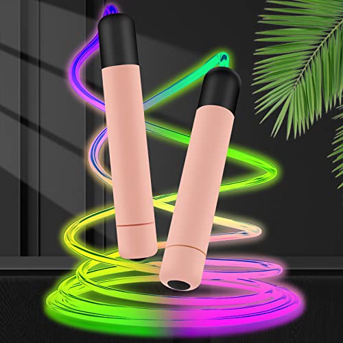 HotHome Cuerda de saltar con luz LED para niños accesorios deportivos longitud ajustable multicolor resistente cuerda de saltar entrenamiento para niños niñas y adultos accesorio de fitness (rosa)