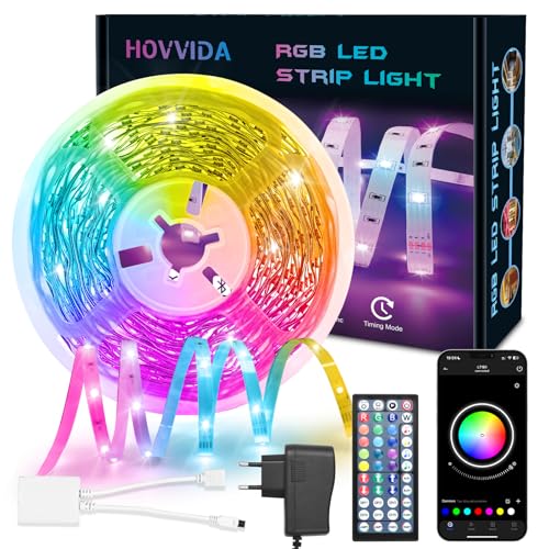 HOVVIDA Tira LED 5M, 30 LEDs/Metro, RGB 24V Luces LED, 150 LED, APP y Control Remoto, Sincronización de Música, Modo Temporización, LED para Habitación, Dormitorio, Sala de Juegos, Fiesta