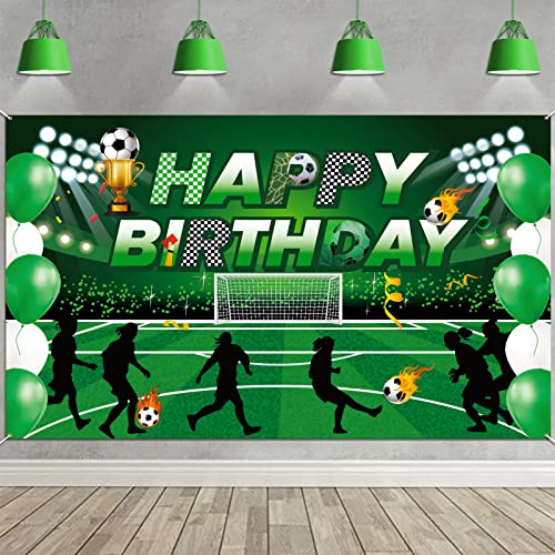 HOWAF Telón de Fondo de Fiesta de Cumpleaños Fútbol Cumpleaños Pancarta para Niños Cumpleaños Decoración de Fútbol Fondo de Foto de Campo de Fútbol Decoración de Cumpleaños Cabina de Foto Fondo