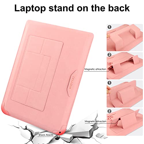 HoYiXi 14'' Funda Estuche para Portátiles Bolsa con Soporte Compatible con MacBook Pro 14 2021/ASUS Vivobook 14/HP Pavilion X360/Lenovo IdeaPad/DELL Lenovo HP ASUS Acer Huawei Matebook 14'' PC, Rosa