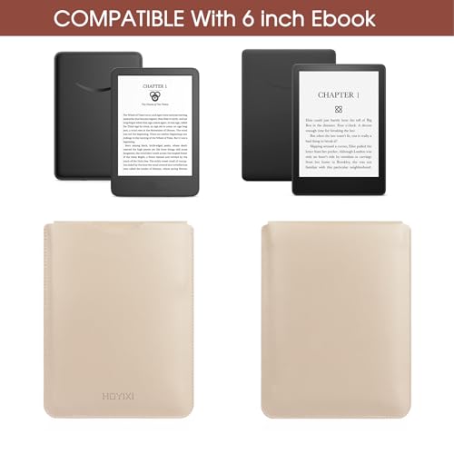 HoYiXi Funda Universal para Kindle/Kobo/Voyaga/Lenovo/Pocketbook/Sony/Tolino E-Book de 6 Pulgadas E-Reader Funda de Cuero Ligero Bolsa para Ebook de 6 Pulgadas - Blanco