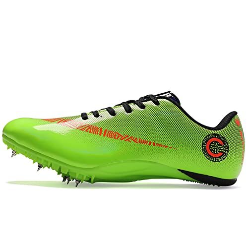 Hozuumo Zapatillas De Atletismo con Clavos, Zapatillas De Pista Y Campo para Hombre, Zapatillas para Carreras De Velocidad (Fluorescente, 44)