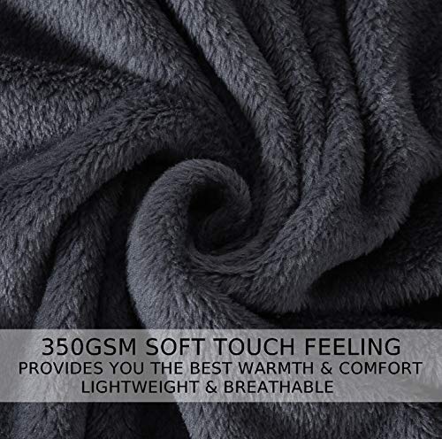 HOZY Manta Suave 350g/m² Franela Reversible - Manta para Cama/Sofa & Cubre Sofas(sin Electricidad Estática) - Manta Universal Cuatro Estaciones - Gris Oscuro 220x240 cm