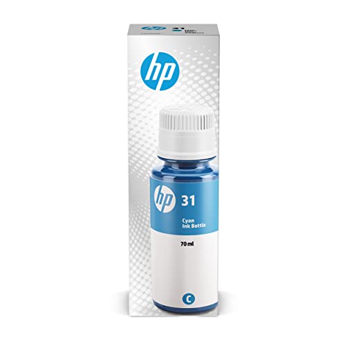 HP 31 1VU26AE, Cian, Botella de Tinta Original, compatible con impresoras HP Smart Tank series 400, 500, 600