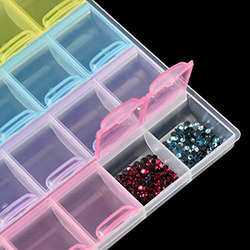 HQdeal Caja de Almacenaje,Caja Accesorios Diamond Transparente Organizador di Plastico para de surtido Joyería Accesorios pequeños DIY Uñas Artesanía Pintura de diamante 5D Ganchos de punto de cruz