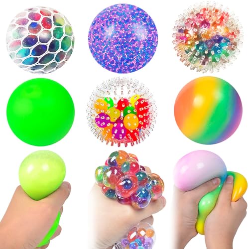 HRKVSK Bolas Antiestres, 6 Piezas Pelota Antiestrés, Apretón de Pelota Antiestrés, Juguetes Antiestres Squeeze para niños y Adultos con Ansiedad, Trastorno Obsesivo-Compulsivo y TDAH