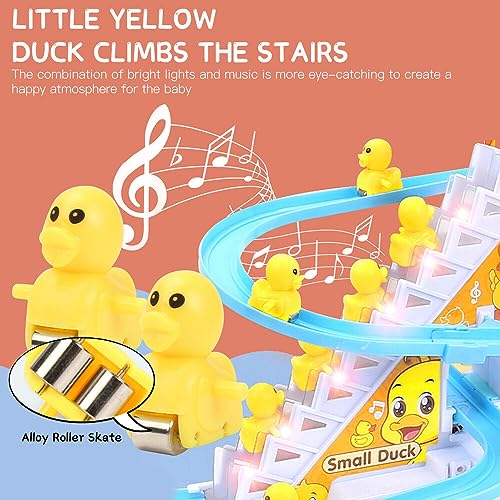 HRKVSK Juguete De Escaleras De Escalada De Pato Eléctrico, Juguetes Eléctricos de Patos, para escaleras de Pato, Juego de Juguetes con Luces, música de Pato, Carreras de Pato, montaña Rusa