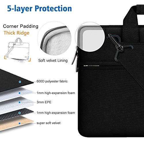 HSEOK Bolso Bandolera/Maletín para Portátil 13"-14", Funda Protectora Laptop Sleeve Impermeable para 13.3 MacBook Pro Air, XPS 13, 13"-14" HP ASUS Acer Lenovo DELL Notebook, Negro