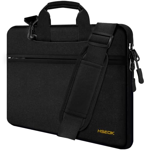 HSEOK Bolso Bandolera/Maletín para Portátil 13"-14", Funda Protectora Laptop Sleeve Impermeable para 13.3 MacBook Pro Air, XPS 13, 13"-14" HP ASUS Acer Lenovo DELL Notebook, Negro