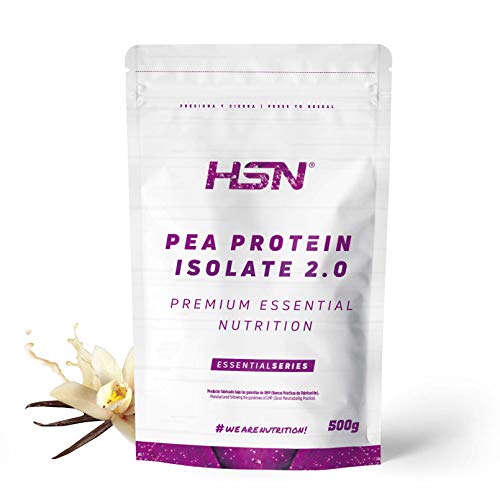 HSN Proteína de Guisante Aislada Sabor Vainilla 500 gr = 17 Tomas | 100% Vegana | Pea Protein Isolate | No-GMO, Sin Gluten, Sin Soja ni Azúcares añadidos