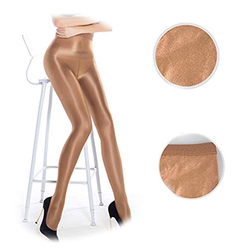 HTRUIYATY 70D Mujer Medias Danza,Calcetines De Aceite Medias Para Mujer De Seda Brillante Medias De Baile Pantimedias De Compresion Mujer(Marron)