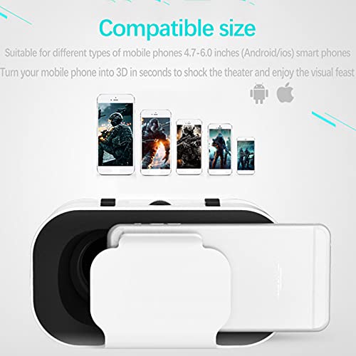 HTYQ Ajuste Auriculares Portátiles De Realidad Virtual 3D, Gafas VR Inteligentes para Teléfonos Android iOS 4.7-6.0 Pulgadas, Ángulo De Visión De 85 Grados Gafas VR 3D Cómodas Y Livianas