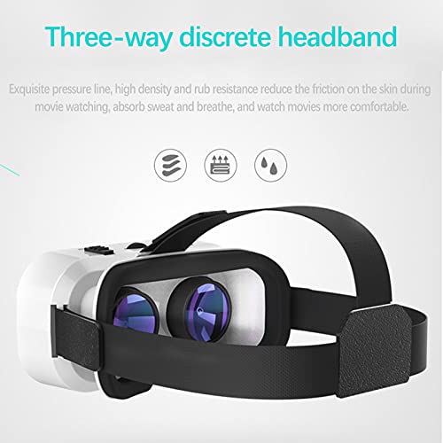 HTYQ Ajuste Auriculares Portátiles De Realidad Virtual 3D, Gafas VR Inteligentes para Teléfonos Android iOS 4.7-6.0 Pulgadas, Ángulo De Visión De 85 Grados Gafas VR 3D Cómodas Y Livianas