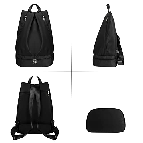 HUA ANGEL Nylon Impermeable Bolso Mochila Deportiva Mujer Casual MúLtiples Bolsillos Mochila Hombre Deportiva Con Zapatero Seca Y Mojada De NatacióN Gimnasio Yoga Viaje