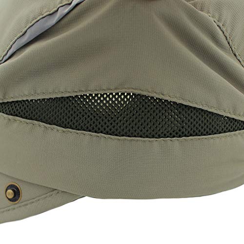 Huakunda Sombreros para El Sol Hombre Mujeres UPF50+ Sombrero Verano Protector De Cuello Desmontable Gorras Béisbol Proteccion Solar Gorra Transpirable Protección UV Protege, Ejercito Verde, L