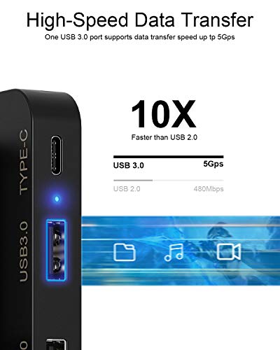 Hub USB de 5 Puertos para PS5 - Tendak Adaptador de Concentrador de Extensión USB 3.0 de Alta Velocidad con 4 Puertos USB + 1 Puerto Tipo C para Playstation 5 Juegos Consola