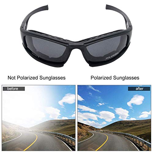 HugeAuto Gafas de sol deportivas polarizadas, gafas de sol militares X7, gafas tácticas militares con 4 lentes intercambiables, gafas protectoras para hombres y mujeres en correr