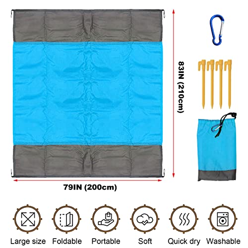 Huhemy Esterilla Playa Impermeable 200x210cm,Alfombra de Playa sin Arena,Ultraligera,Manta Playa portátil,de Secado rápido sin Arena,Manta de Playa para Camping,Playa,Viajes,etc. (Azul)