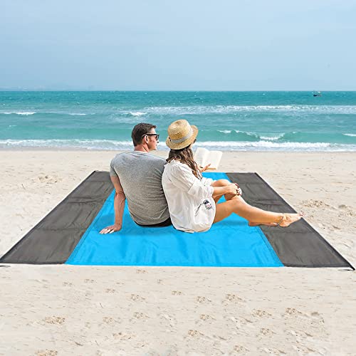 Huhemy Esterilla Playa Impermeable 200x210cm,Alfombra de Playa sin Arena,Ultraligera,Manta Playa portátil,de Secado rápido sin Arena,Manta de Playa para Camping,Playa,Viajes,etc. (Azul)