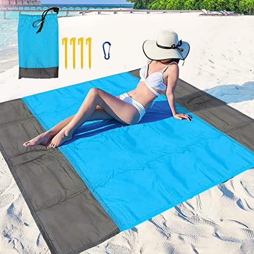 Huhemy Esterilla Playa Impermeable 200x210cm,Alfombra de Playa sin Arena,Ultraligera,Manta Playa portátil,de Secado rápido sin Arena,Manta de Playa para Camping,Playa,Viajes,etc. (Azul)