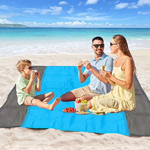 Huhemy Esterilla Playa Impermeable 200x210cm,Alfombra de Playa sin Arena,Ultraligera,Manta Playa portátil,de Secado rápido sin Arena,Manta de Playa para Camping,Playa,Viajes,etc. (Azul)