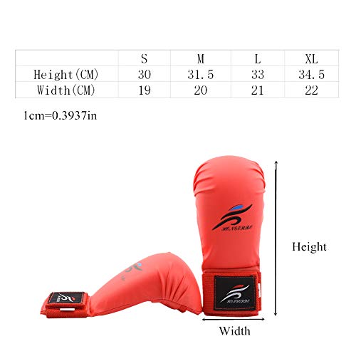 huihuijia Guantes Kick Boxing Guantillas Karate Barato, Guantes de Boxeo Guantes de Boxeo de Cuero PU Sparring Guantes Golpe Guantes Red,Small