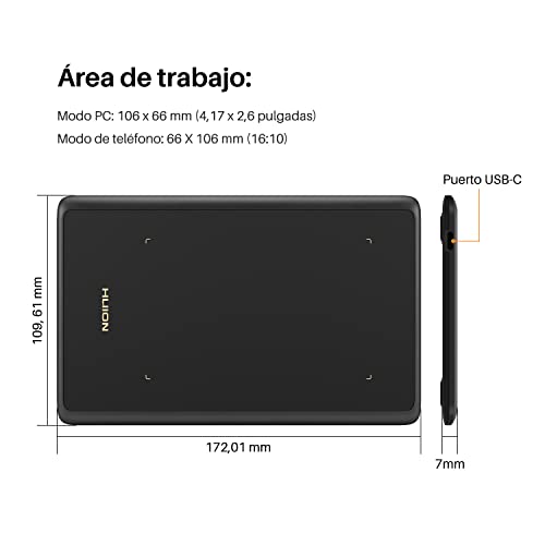 HUION Inspiroy H420X OSU Tabletas Gráficas, Lápiz óptico sin Batería de 8192 Niveles,Tableta de Dibujo de 4.17x2.6 Pulgadas Compatible con Windows/Mac/Android para Enseñanza en Línea