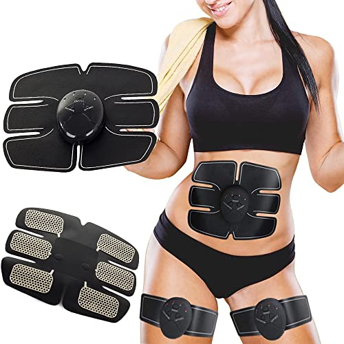 HUKITECH Electroestimulador para abdominales - Masajeador EMS - Estimula las contracciones musculares - 6 programas diferentes - Panel de control - Eliminación de la celulitis - Calidad Premium