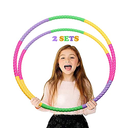 Hula Hoop Niña 2 Packs Hoola Hoop de Ejercicio Desmontable y Ajustable para Bailar, Gimnasia Ritmica, Perder Peso niños Niñas 3 4 5 6 7 8 9 años