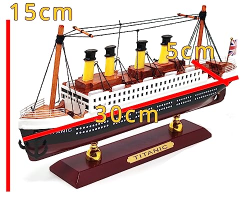 Humpie Maqueta de madera de nogal, barco, crucero Titanic 1912, decoración para el hogar, 30 cm de largo.