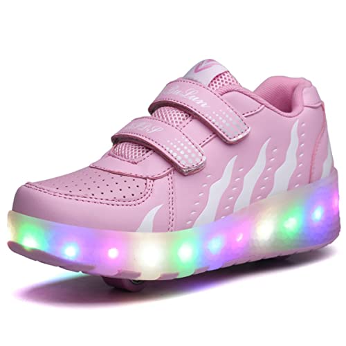 HUSKSWARE Zapatillas infantiles de 2 a 4 ruedas, para niños, niñas, fiestas, cumpleaños, Navidad,028 Rosa,34 EU,L-FBA-BZX028-626