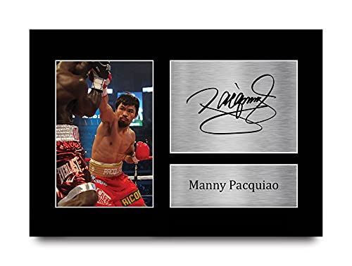 HWC Trading Manny Pacquiao A4 Sin Marco Regalo De Visualización De Fotos De Impresión De Imagen Impresa Autógrafo Firmado Por Los Fanáticos Del Boxeo