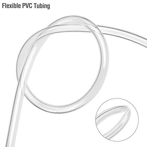 Hyber&Cara Tubo flexible transparente de PVC de grado alimenticio de 8 mm de diámetro interno x 11 mm de diámetro externo para tubería de aire de agua de 5 metros con 2 abrazaderas de manguera