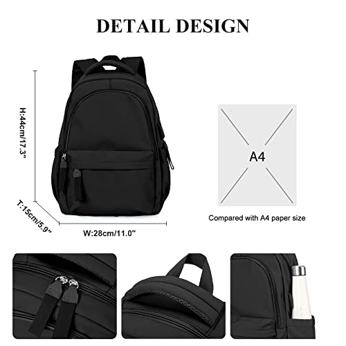 HYC00 Mochilas Portatil para Mujer Mochila Ordenador Portatil 14 Pulgadas Multifuncional Bolso Mujer Impermeable con Puerto USB de la Vida Diaria Trabajo Viaja Mochila Escolar,A-Negro