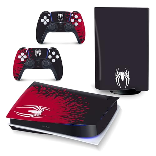 HYCARUS Spider - Man 2 PS5 Skin para Playstation 5 y PS5 DualSense Controller, Premium 3M Vinyl Cover Skins Wraps para Playstation 5 Disc Edition y PS5 Controller Skin Stickers (PS5 Disc Edition)