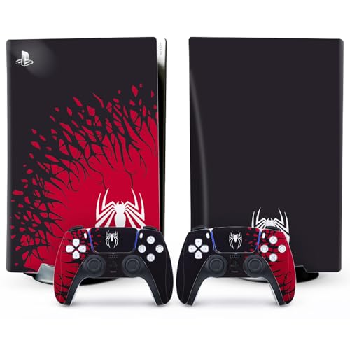 HYCARUS Spider - Man 2 PS5 Skin para Playstation 5 y PS5 DualSense Controller, Premium 3M Vinyl Cover Skins Wraps para Playstation 5 Disc Edition y PS5 Controller Skin Stickers (PS5 Disc Edition)