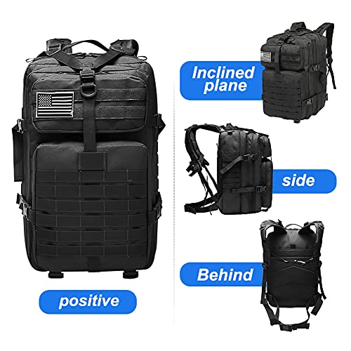 HYCOPROT Mochila Táctica Militar 40L Hombres Mujeres Mochila Gran Ejército Senderismo Mochila Molle Assault Pack para Senderismo Caza Camping Escalada Al Aire Libre (negro)