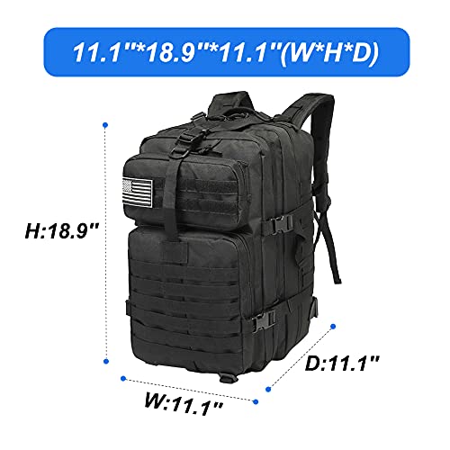 HYCOPROT Mochila Táctica Militar 40L Hombres Mujeres Mochila Gran Ejército Senderismo Mochila Molle Assault Pack para Senderismo Caza Camping Escalada Al Aire Libre (negro)