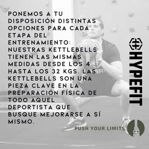 HYPEFIT Kettlebell 12 Kg de Competición | Pesa Rusa Kettlebell de 4 Kg a 32 Kg | Ideal para Fisicoculturismo | Pesas para Crossfit - Entrenamientos de Fuerza Musculatura y Core