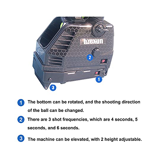 hzexun Máquina Lanzadora de Pelotas de Tenis Máquinas de Proyección de Pelota de Tenis Tenis Máquina Ligero Enchufe/Baterías 30 Bolas Ajustable y Portátil con Oscilación