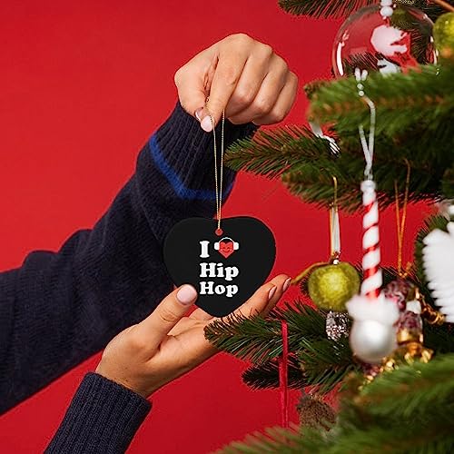 I Love Hip Hop Adornos de Navidad de cerámica colgante de Navidad para árbol de Navidad, fiesta en casa