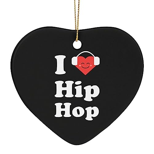 I Love Hip Hop Adornos de Navidad de cerámica colgante de Navidad para árbol de Navidad, fiesta en casa