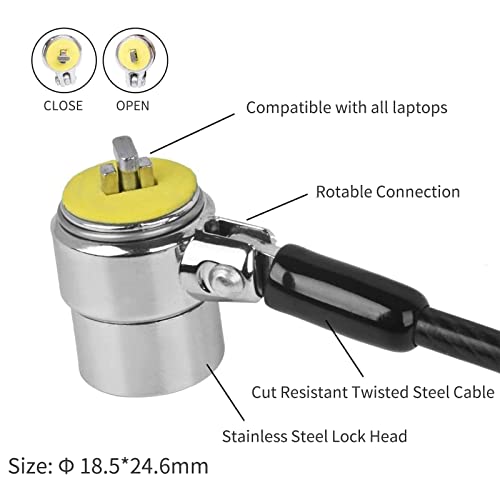 I3C Cable antirrobo para ordenador portátil, cable de seguridad antirrobo con combinación de 2,05 m de cable para ordenador portátil, PC y tablet LCD