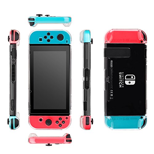 iAmer 11 en 1 Accesorios para Nintendo Switch,Funda para Nintendo Switch+Carcasa Switch Transparente+2 Cristal Templado Pantalla+Funda de Silicona+4 Pulgar Grips+2 Estuche De Juegos+Paño de Limpieza